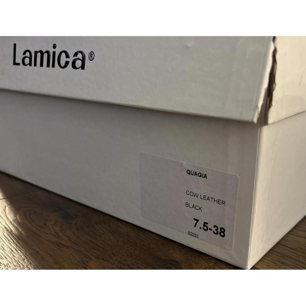 LAMICA Italy Black COW LEATHER BOOTS Quagia Sz 7.5 / 38 New In Original Box! - Picture 11 of 11